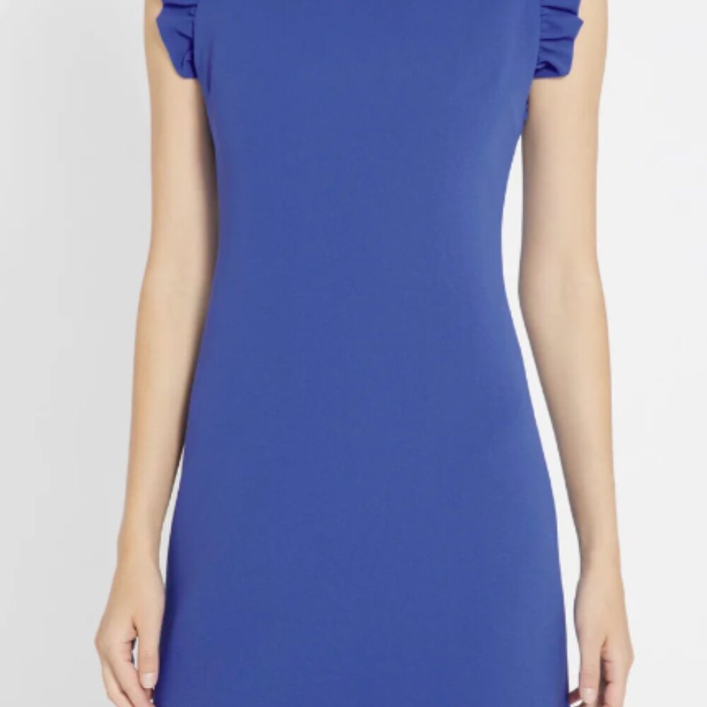 Alice + Olivia Women's Elsa Ruffle Trim A-Line Mini Dress in ultramarine
